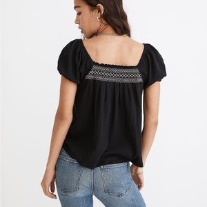 Madewell Embroidered Square-Neck Top